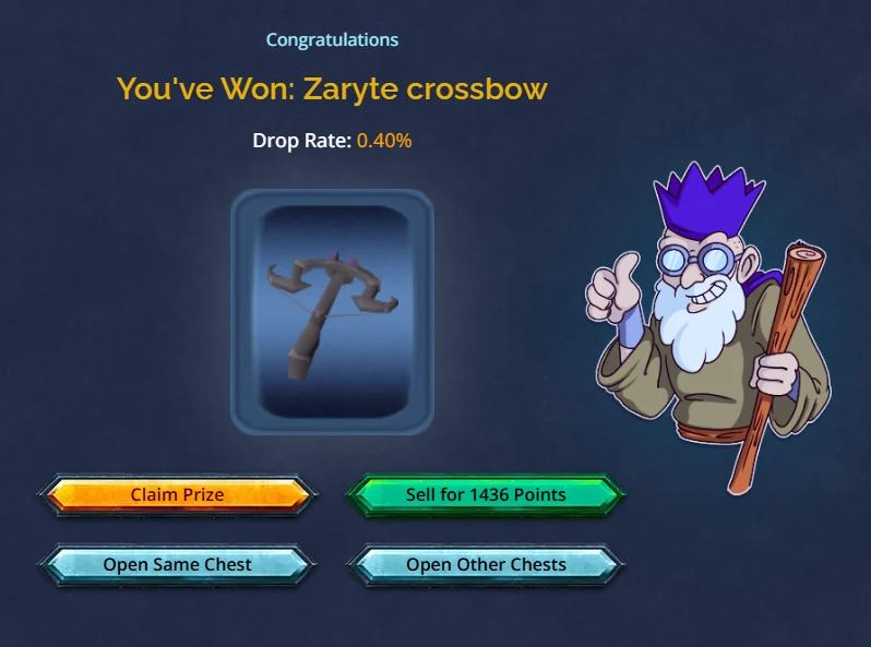 Member win — Zaryte crossbow